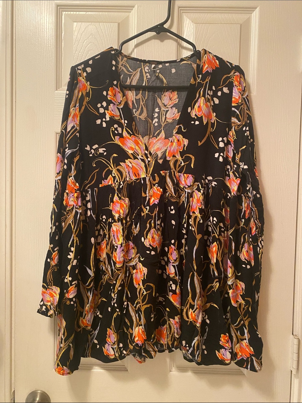 Free People Bella Floral Print Tunic Onyx large